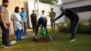 Read more about the article Jaishankar takes a stroll at Indian High Commission in Pakistan, plants sapling; see pics