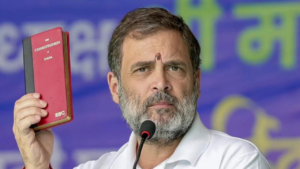 Read more about the article At tribal heartland, Rahul Gandhi again flashes his red book, vows to hold caste census