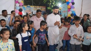 Read more about the article Basti BBQ 5.0: Arjun Meghe brings joy and community spirit  to Worli’s underprivileged on Children’s Day