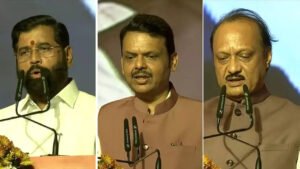 Read more about the article Devendra Fadnavis takes oath as Maha CM; Shinde, Ajit his deputies