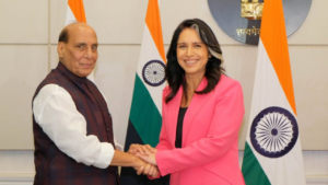Read more about the article Defence minister Rajnath Singh meets US intel chief Tulsi Gabbard, discusses security ties