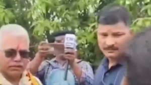 Read more about the article Watch: Ex-Bengal BJP chief Dilip Ghosh threatens to ‘choke’ woman who confronted him