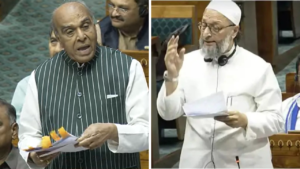Read more about the article Waqf bill: Owaisi cites Gandhi, tears up copy of bill in protest; Jagdambika Pal counters