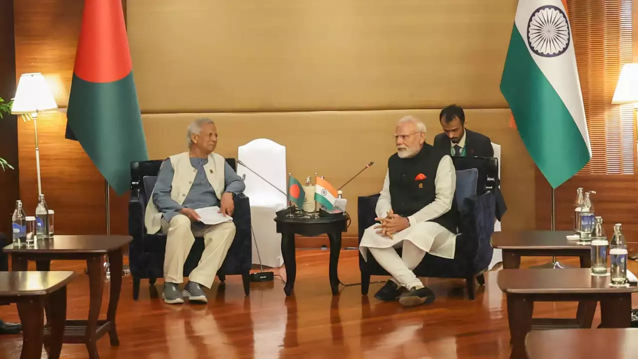 You are currently viewing PM Modi meets Bangladesh’s Muhammad Yunus, first since Sheikh Hasina’s ouster