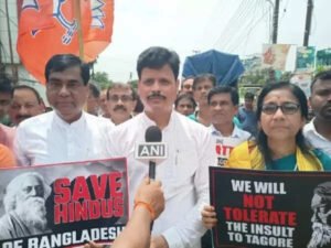 Read more about the article ‘Not just a building’: BJP in Agartala protests attacks on Tagore’s ancestral home, minorities in Bangladesh; Centre urged to take note