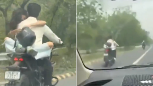 Read more about the article Noida couple fined for flouting traffic rules after video of bike romance goes viral