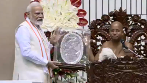 Read more about the article ‘Humbly accept it as prasad’: PM Modi honoured as ‘Dharma Chakravarti’ on Jain saint Vidyanand’s centenary