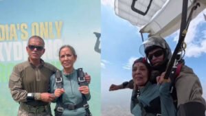 Read more about the article Flying high at 80: India’s oldest woman skydives on birthday; says ‘fulfilled her childhood wish’
