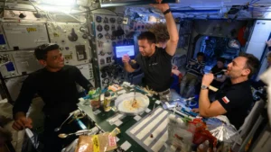 Read more about the article Shrimp cocktails, crackers & more: Astronaut Shubhanshu Shukla’s joyful dinner on space station; see pics
