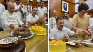 Read more about the article Watch: Congress workers celebrate Kharge’s 83rd birthday; Priyanka Gandhi bakes sugar-free cake