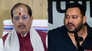 Read more about the article SIR row: Tejashwi Yadav claims Bihar deputy CM Vijay Sinha has 2 EPIC numbers; his ‘jungle raj prince’ retort