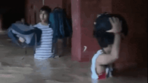 Read more about the article Watch: Jammu college students wade through knee-deep water, carry bags on head; heavy rains batter J&K