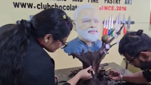 Read more about the article Odisha students wanted to do ‘something new’, create 1st chocolate sculpture of PM Modi – video