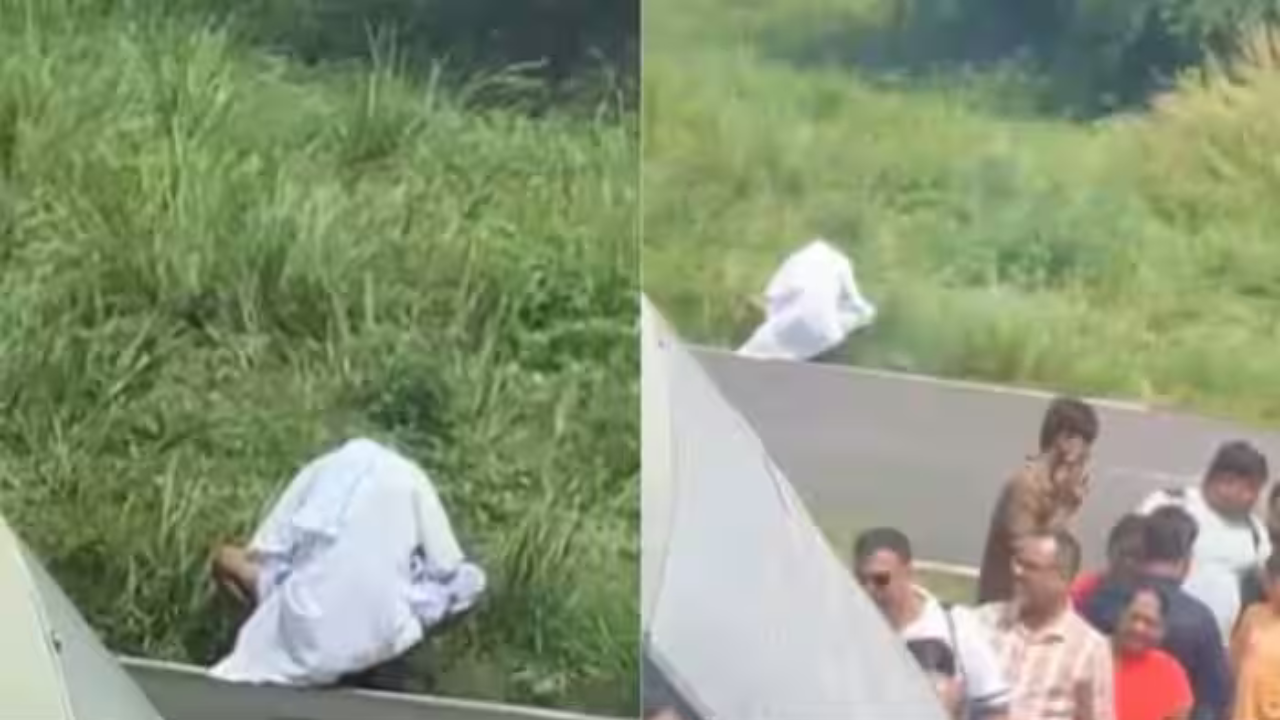 You are currently viewing Runway relief? Man in kurta-pajama squats to pee next to aircraft; pilot’s viral video divides internet
