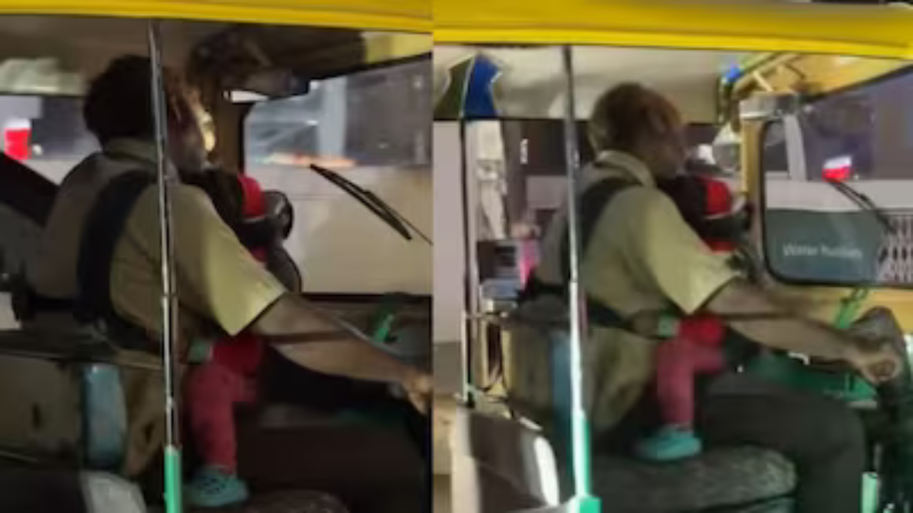 You are currently viewing Baby in one arm, wheel in the other: Auto driver cradles infant while driving; video goes viral
